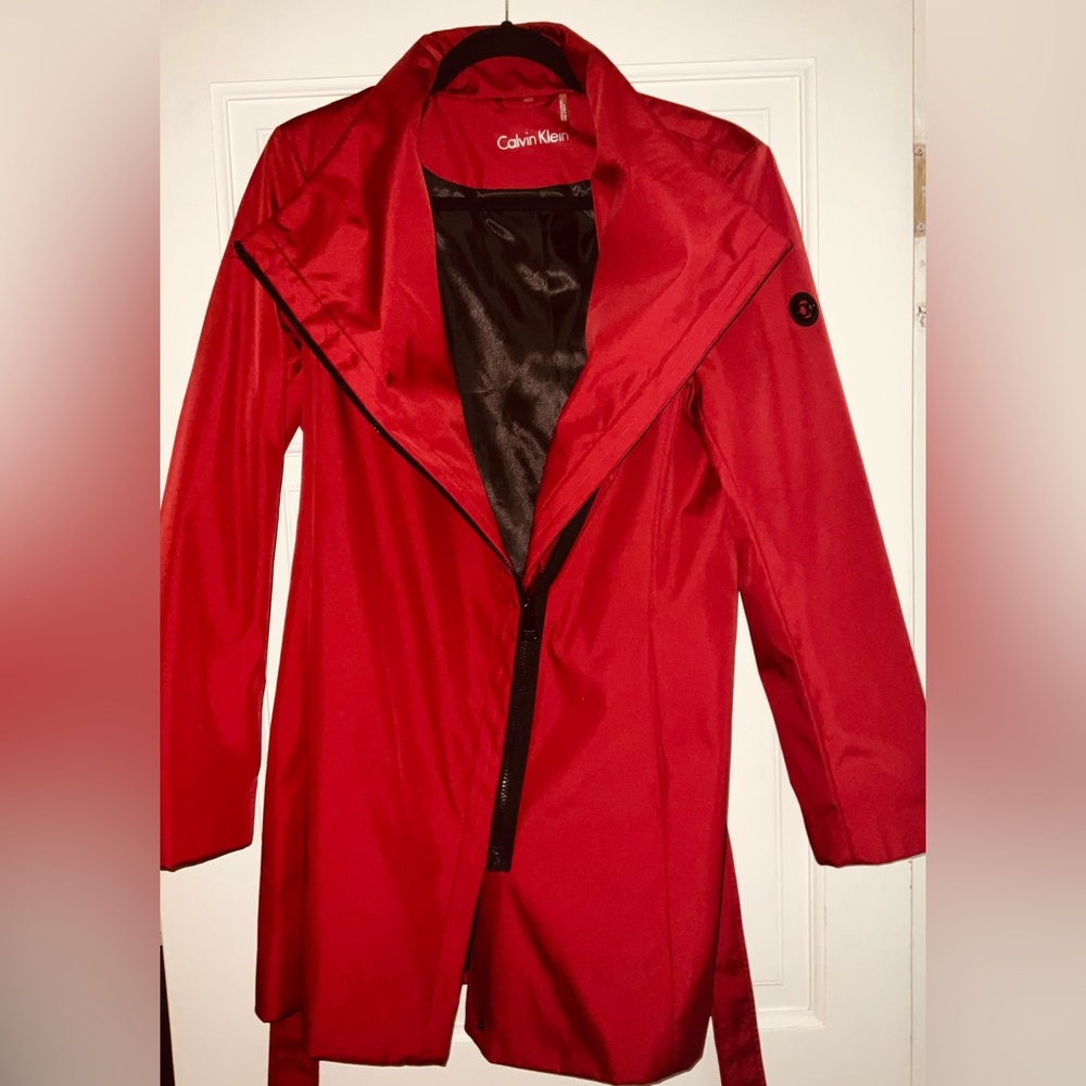 Calvin Klein Red Trench Coat for Men